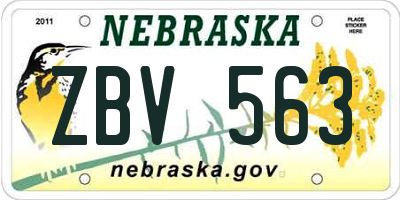 NE license plate ZBV563