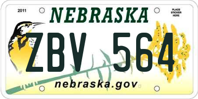 NE license plate ZBV564