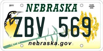 NE license plate ZBV569