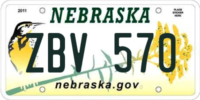 NE license plate ZBV570