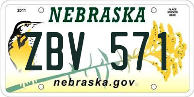 NE license plate ZBV571