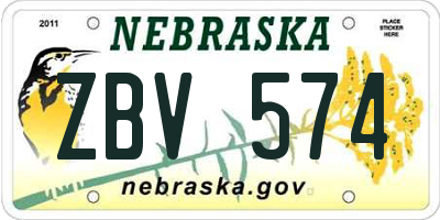 NE license plate ZBV574