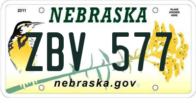 NE license plate ZBV577