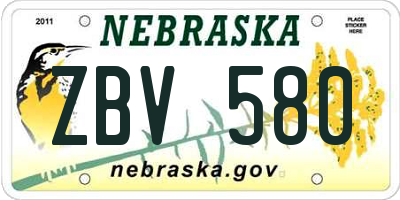 NE license plate ZBV580