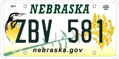NE license plate ZBV581