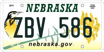NE license plate ZBV586