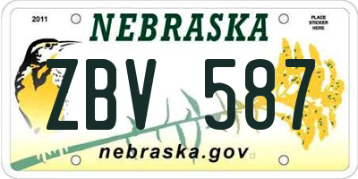 NE license plate ZBV587