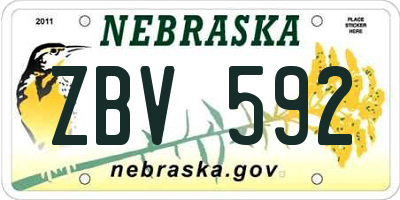 NE license plate ZBV592