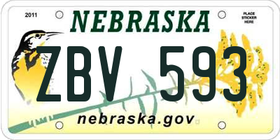 NE license plate ZBV593