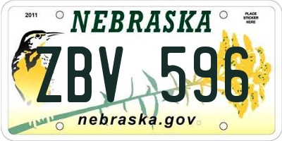 NE license plate ZBV596