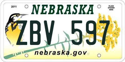 NE license plate ZBV597