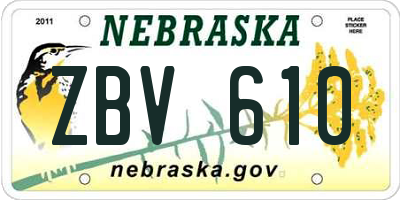 NE license plate ZBV610
