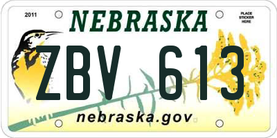 NE license plate ZBV613
