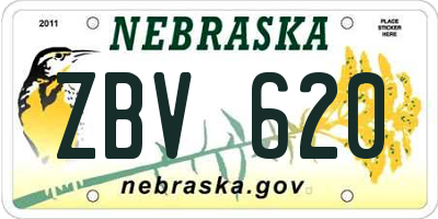 NE license plate ZBV620