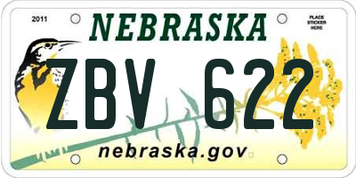 NE license plate ZBV622