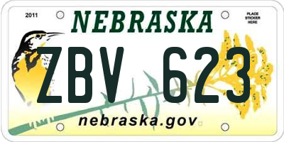 NE license plate ZBV623