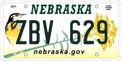 NE license plate ZBV629