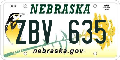 NE license plate ZBV635