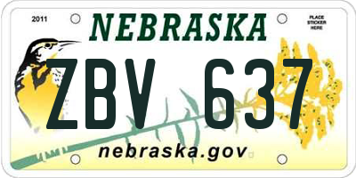NE license plate ZBV637