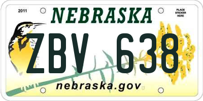 NE license plate ZBV638