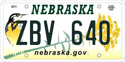 NE license plate ZBV640