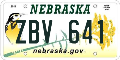 NE license plate ZBV641