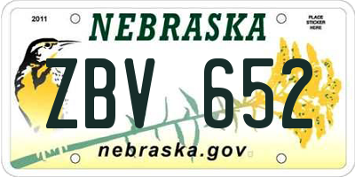NE license plate ZBV652