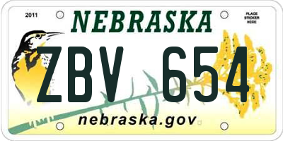 NE license plate ZBV654