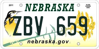 NE license plate ZBV659