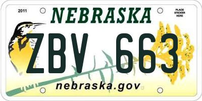 NE license plate ZBV663