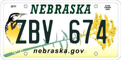 NE license plate ZBV674