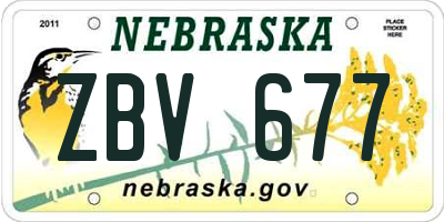 NE license plate ZBV677