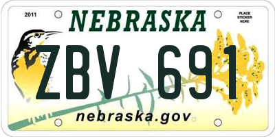 NE license plate ZBV691