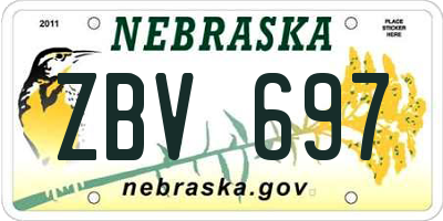NE license plate ZBV697