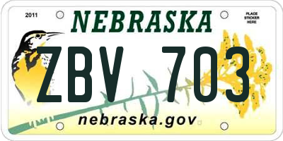 NE license plate ZBV703