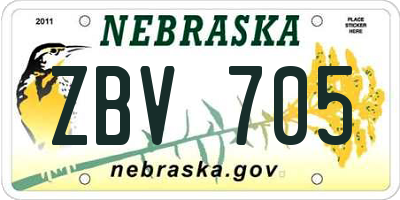 NE license plate ZBV705