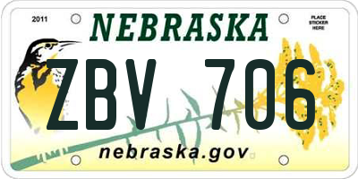 NE license plate ZBV706