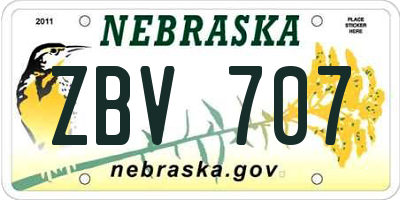 NE license plate ZBV707