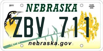 NE license plate ZBV711