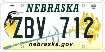 NE license plate ZBV712