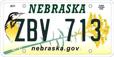 NE license plate ZBV713