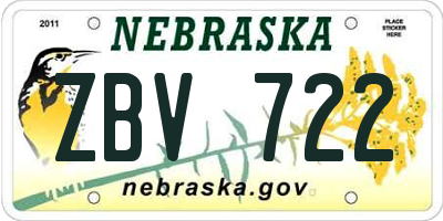 NE license plate ZBV722