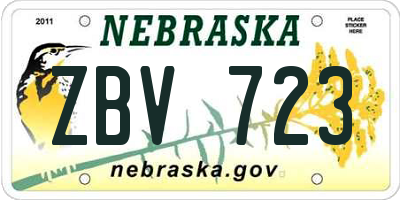 NE license plate ZBV723