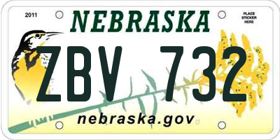 NE license plate ZBV732