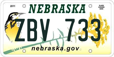 NE license plate ZBV733
