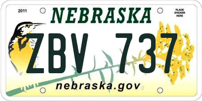 NE license plate ZBV737