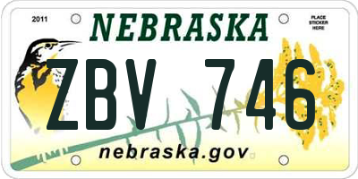 NE license plate ZBV746
