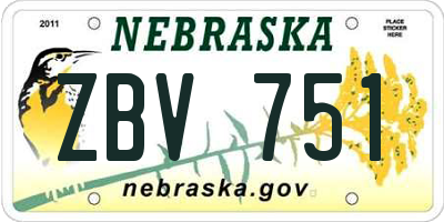 NE license plate ZBV751