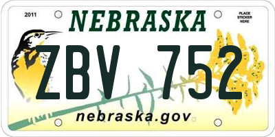 NE license plate ZBV752