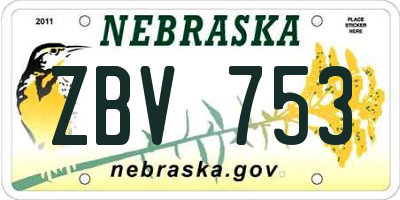 NE license plate ZBV753